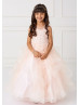 Beaded Lace Tulle Flower Girl Dress With Horsehair Trim